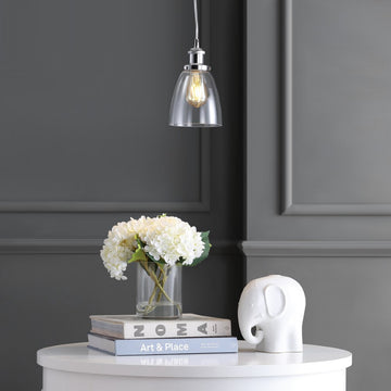 Cleo 5.5" Adjustable Metal/Glass LED Pendant - JONATHAN Y